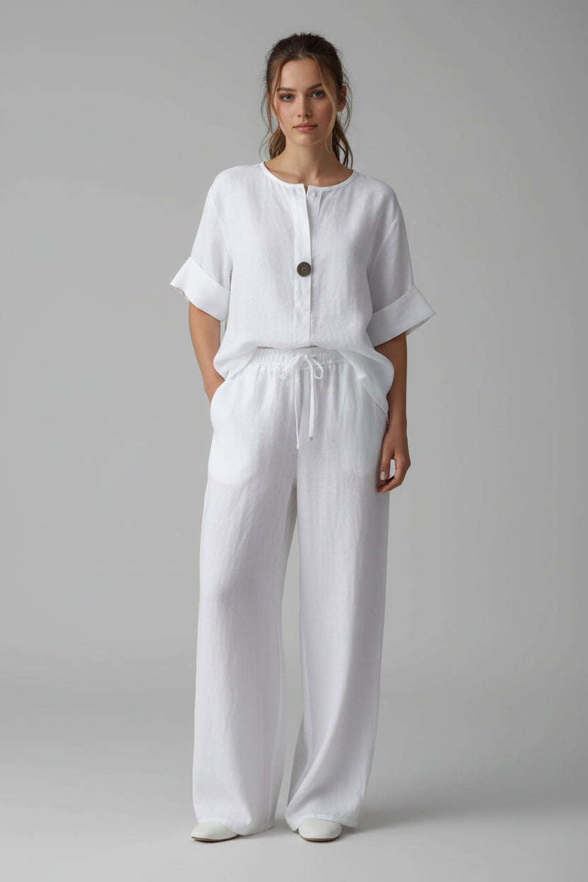 Long Sleeve Blouse & Wide Leg Pant Set