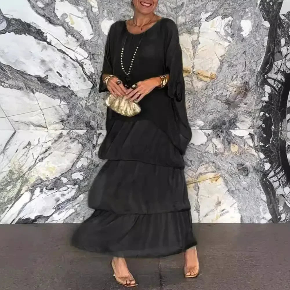 Chiffon Butterfly-Sleeve Maxi Dress