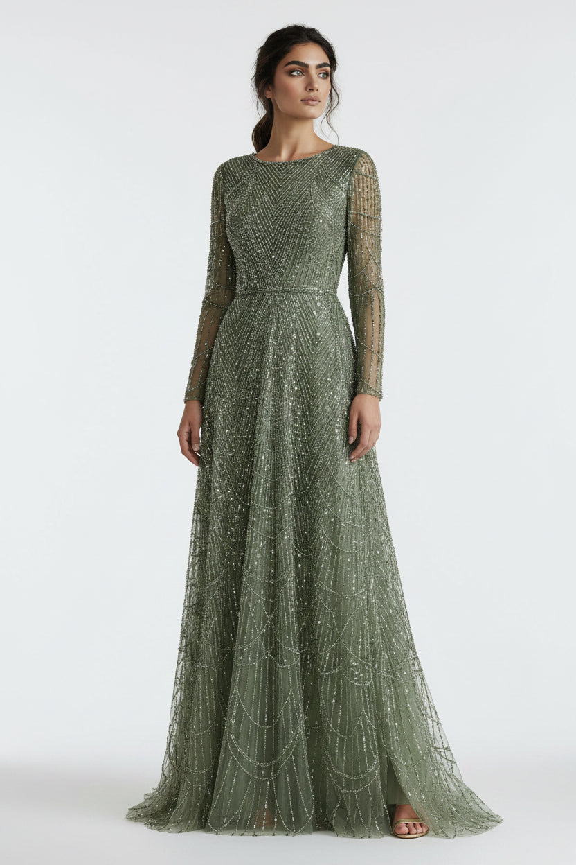 Off-Shoulder Sequin Mermaid Evening Gown – Beaded Satin Formal Dress
