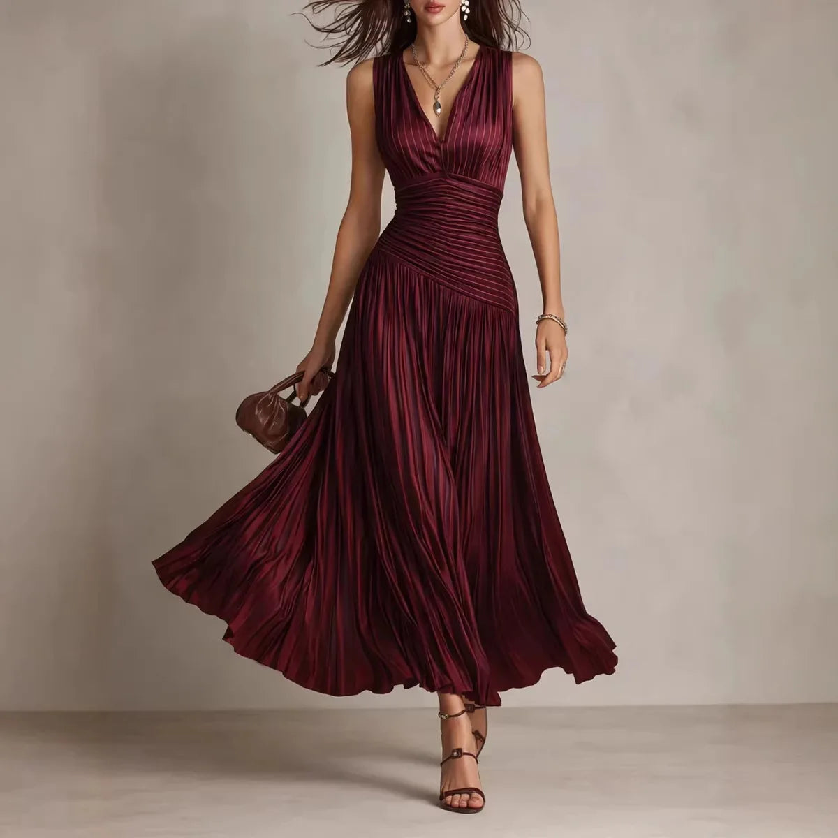 Sleeveless Backless Slim A-Line Maxi Dress