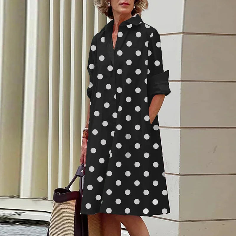 2026 New Shirt Dress Women Bohemian Long Sleeve Printed Dress Sexy Boho Style Pocket V Neck Loose Dresses For Women