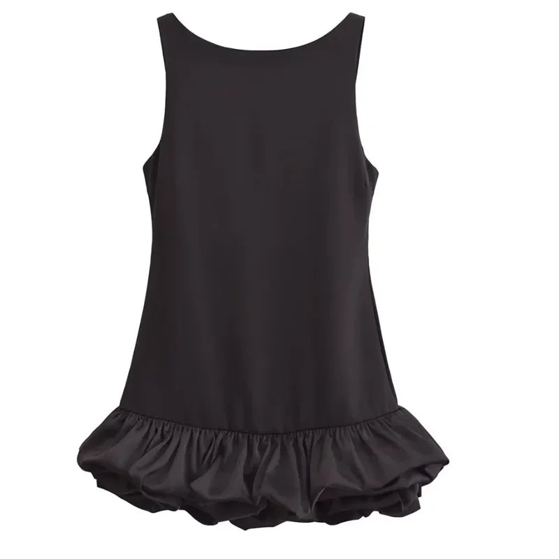 Off-Shoulder Ruffle Backless Mini Dress – Sleeveless, Bodycon