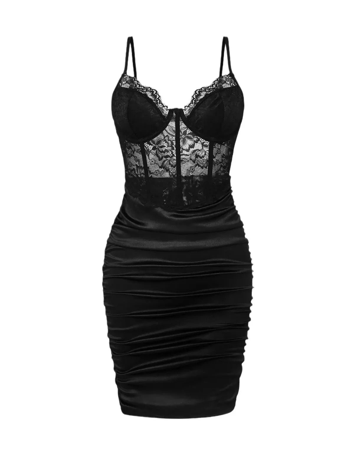 Elegant Sleeveless Dress For Woman New Fashion Sexy Lace Pleated Flower Patterned Hip Wrap Skirt Y2k Slim Fit Dresses Female 2SQ