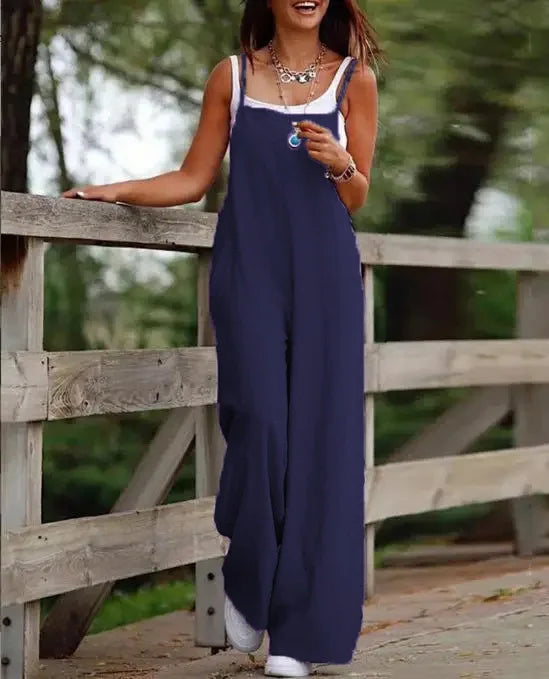Sleeveless Loose Wide-Leg Jumpsuit Overalls – Oversized S–5XL