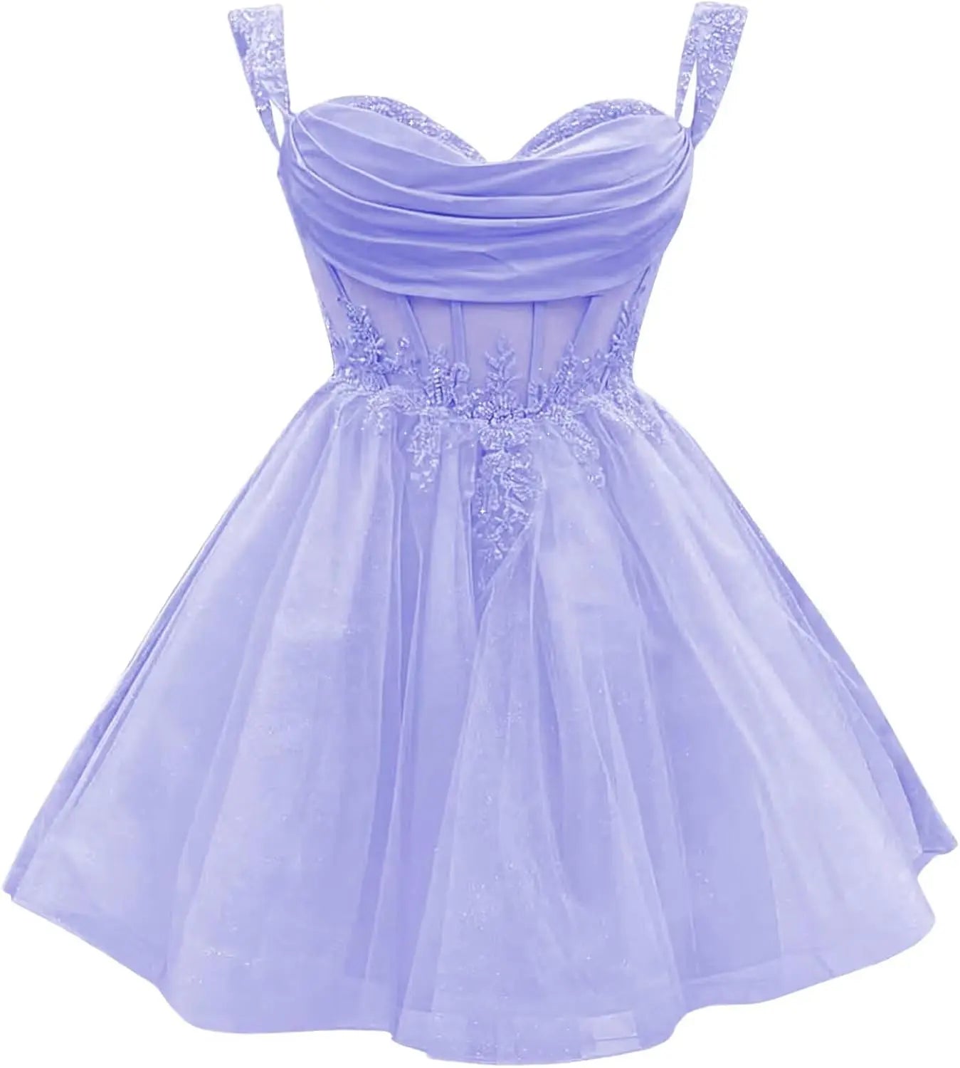 Off Shoulder Short Homecoming Dress for Teens Sparkly Lace DAMA Dress for Quinceanera 3D Floral Tulle Prom Ball Gown