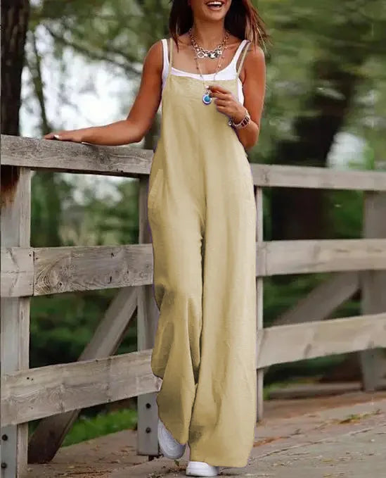 Sleeveless Loose Wide-Leg Jumpsuit Overalls – Oversized S–5XL