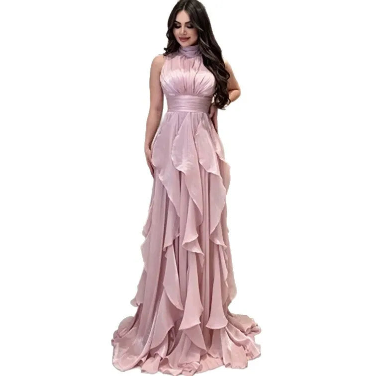 High-Waist A-Line Cake Maxi Dress