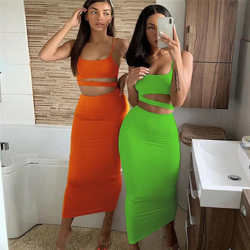 Pleated Hollow-Out Two-Piece Mini Dress