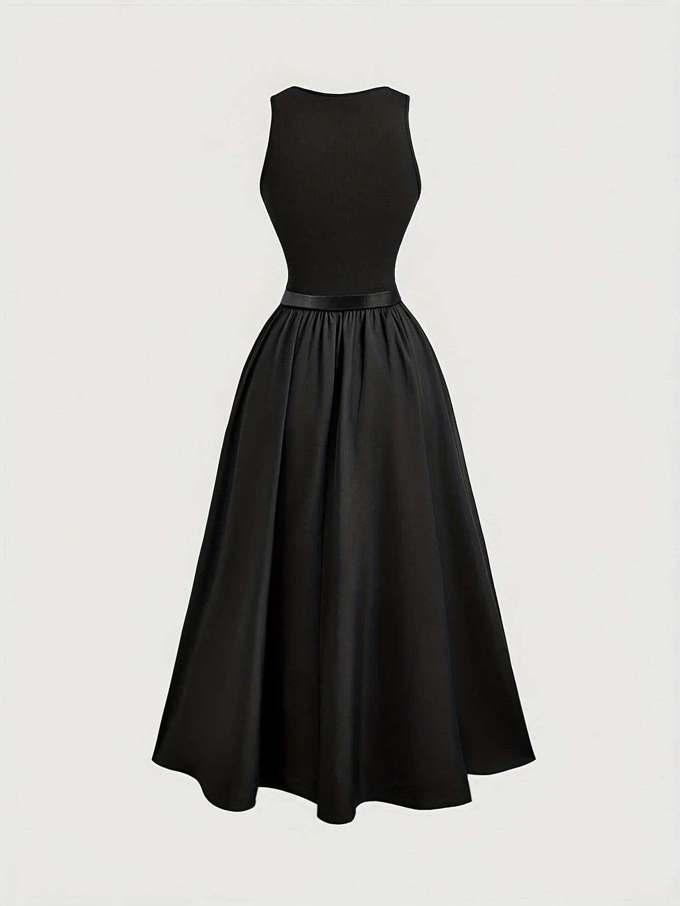 New Style Women's Dress, Professional Wear, Work Attire, Slim-Fit Dress, French Style, Elegant, Preppy Style, Sleeveless, Puffy Skirt, Long Dress, Solid Color, Women's Dress, Belt Not Included