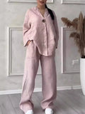 Long Sleeve Blouse & Wide Leg Pant Set