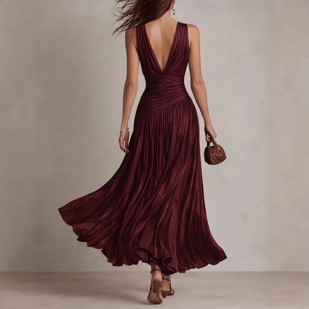 Sleeveless Backless Slim A-Line Maxi Dress