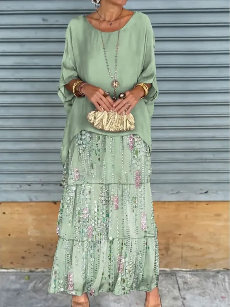 Chiffon Butterfly-Sleeve Maxi Dress