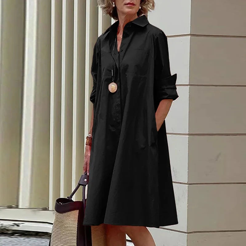 2026 New Shirt Dress Women Bohemian Long Sleeve Printed Dress Sexy Boho Style Pocket V Neck Loose Dresses For Women