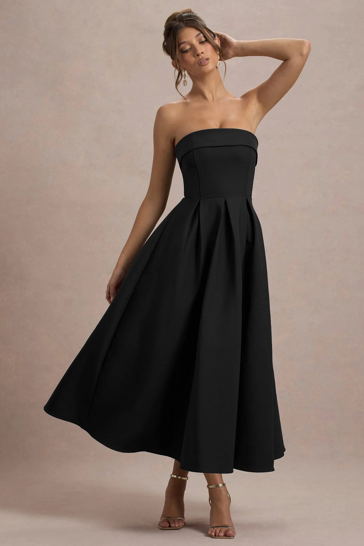 Strapless High-Waist A-Line Evening Gown – Bodycon Ball Dress