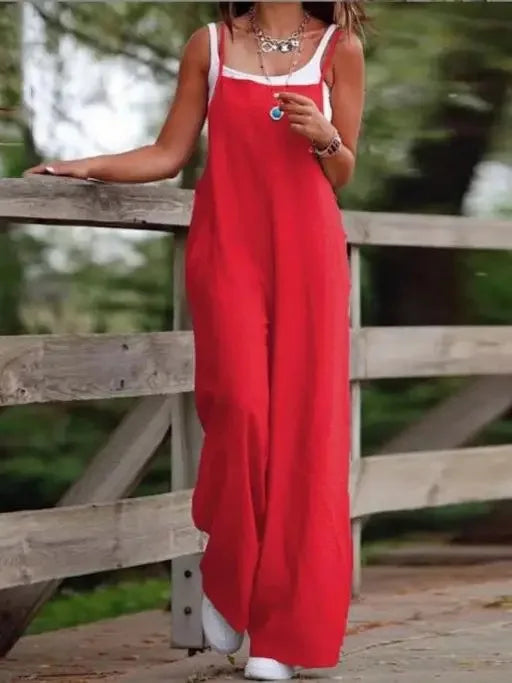 Sleeveless Loose Wide-Leg Jumpsuit Overalls – Oversized S–5XL