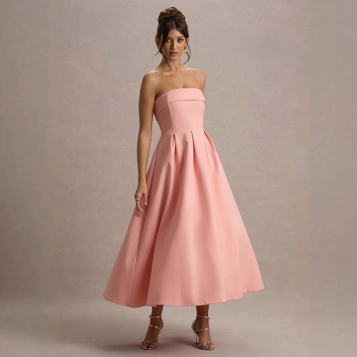 Strapless High-Waist A-Line Evening Gown – Bodycon Ball Dress