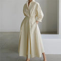 SuperAen Dresses Spring 2024 New Commuter Fashion Lapel Collar Long Sleeve Elastic Swing Dress