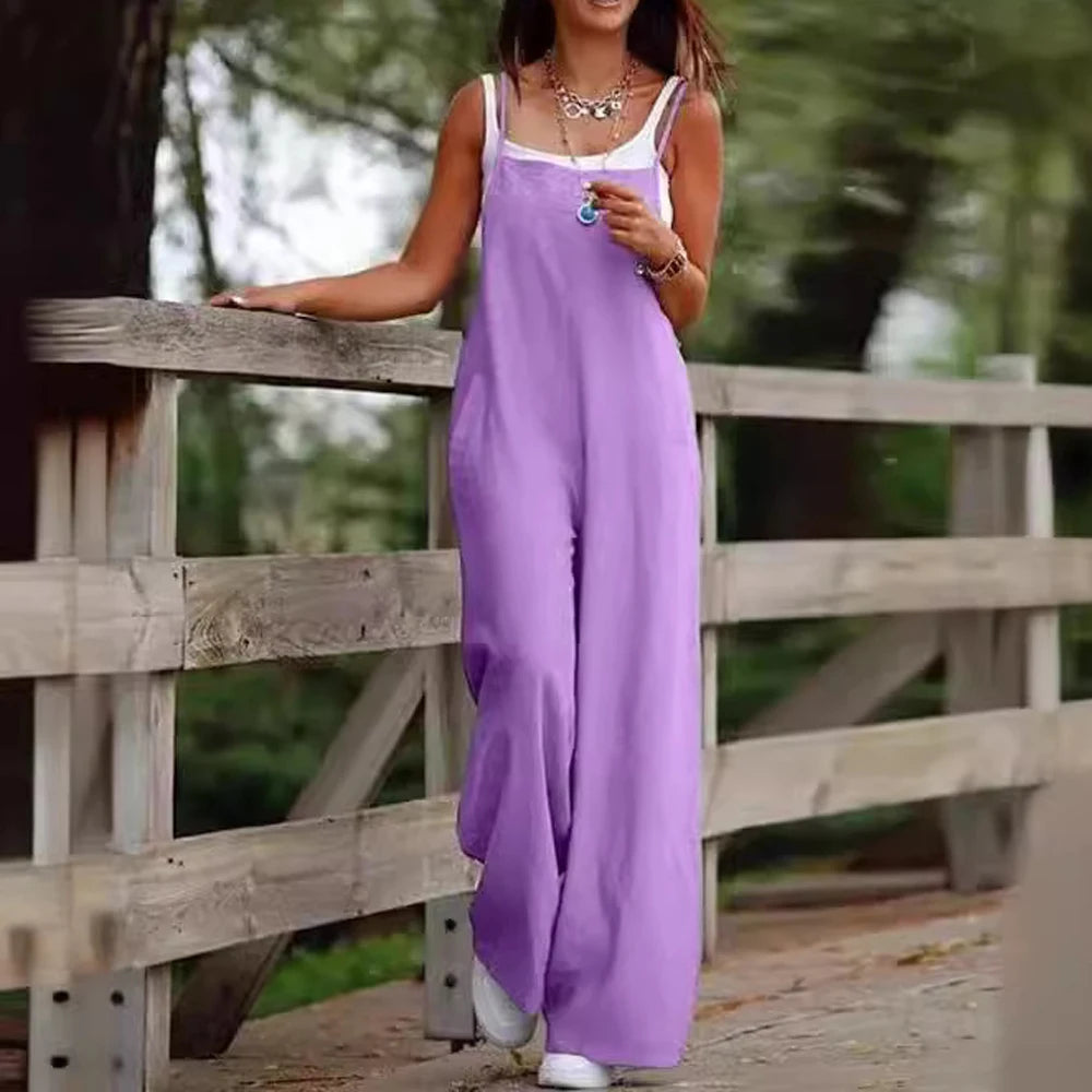 Sleeveless Loose Wide-Leg Jumpsuit Overalls – Oversized S–5XL