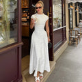 Vintage Polka Dot High-Waist Sleeveless Maxi Dress
