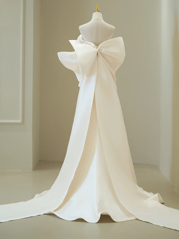 Strapless Satin Fishtail Ball Gown