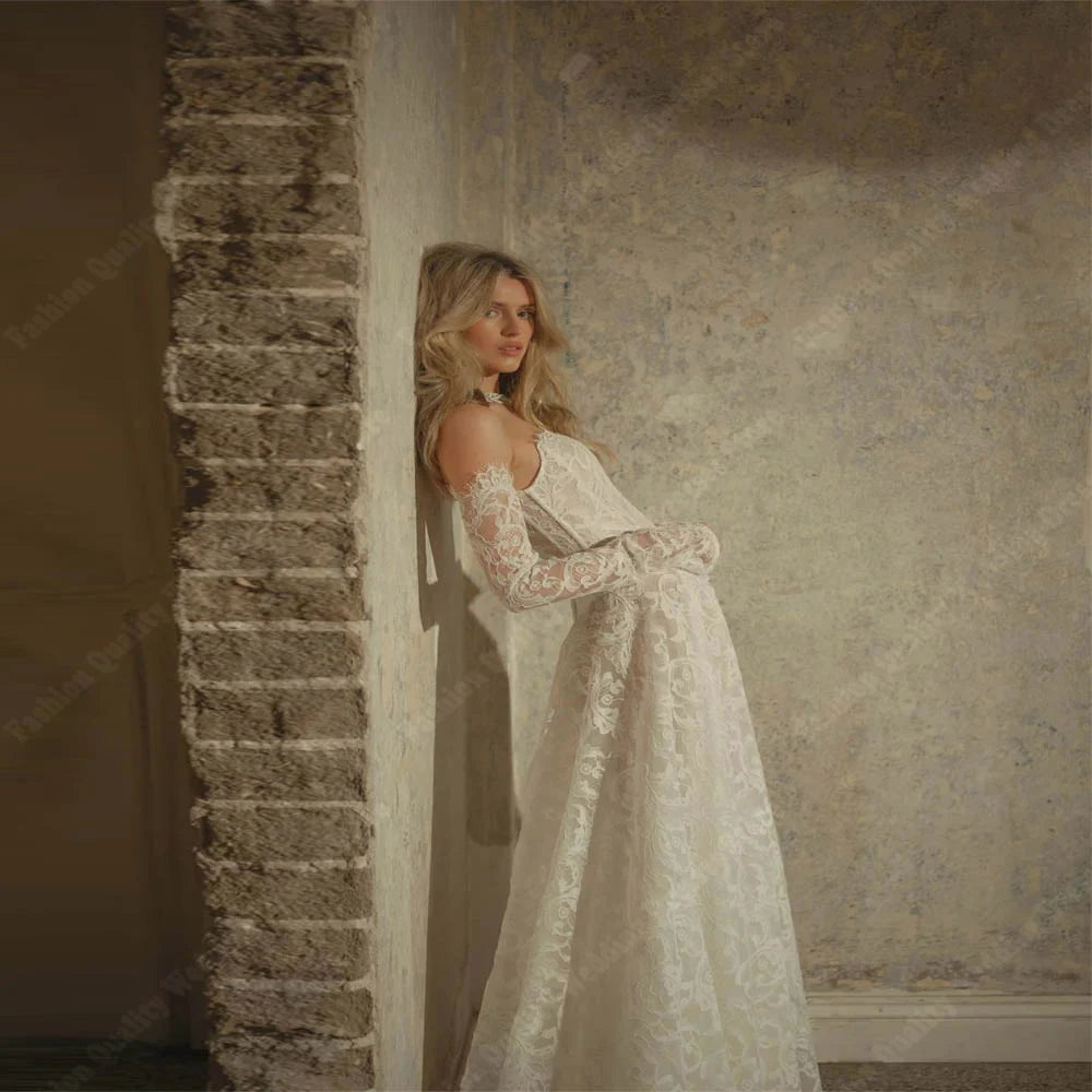 Elegant A-Line Women Wedding Dresses Off The Shoulder Princess Bridal Gowns Mopping Length Banquet Vestidos De Novias Customized
