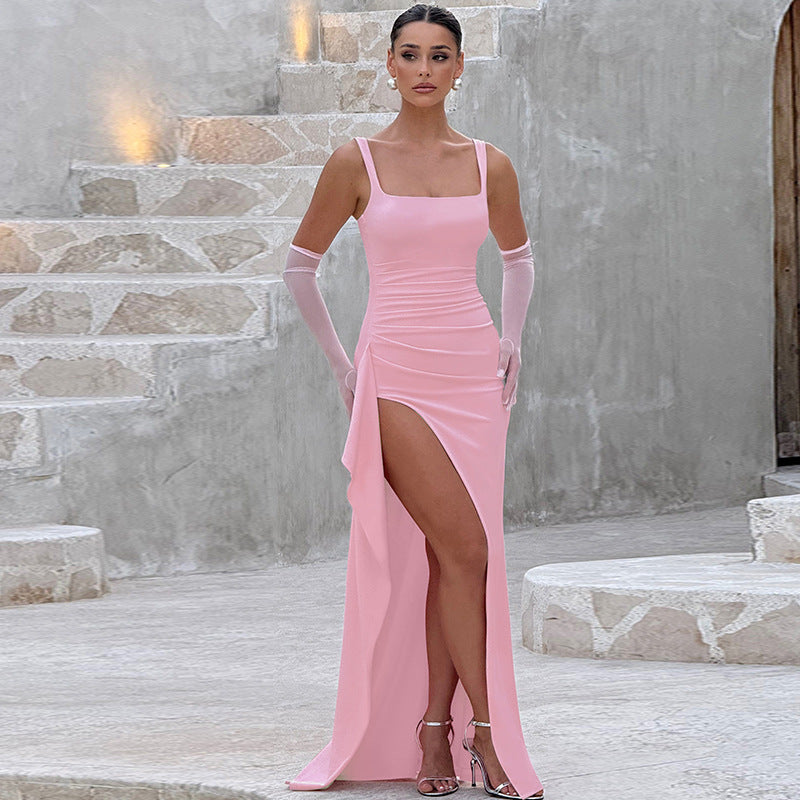 Backless High-Split Evening Dress