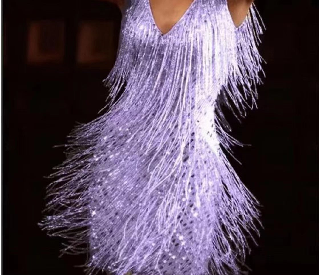 Tassel Fringe V-Neck Maxi Dress