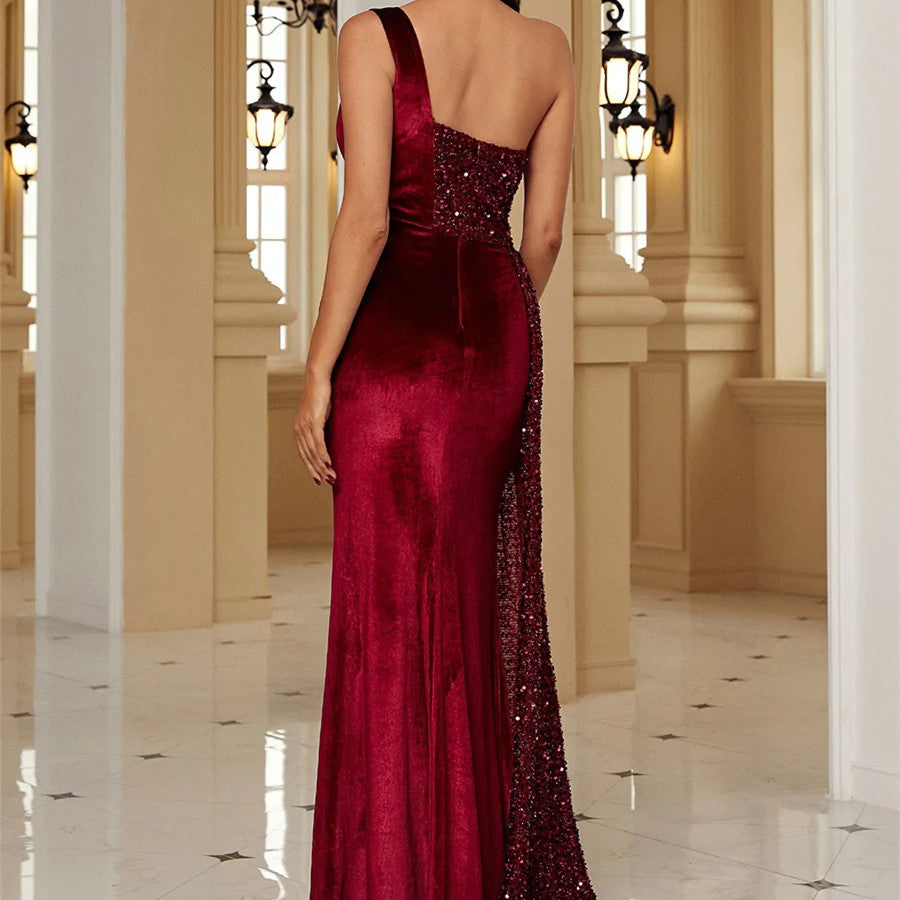 Strapless Satin Evening Dress