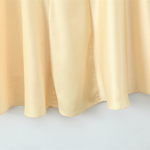 Cross-Back Lace-Up Satin Slip Dress